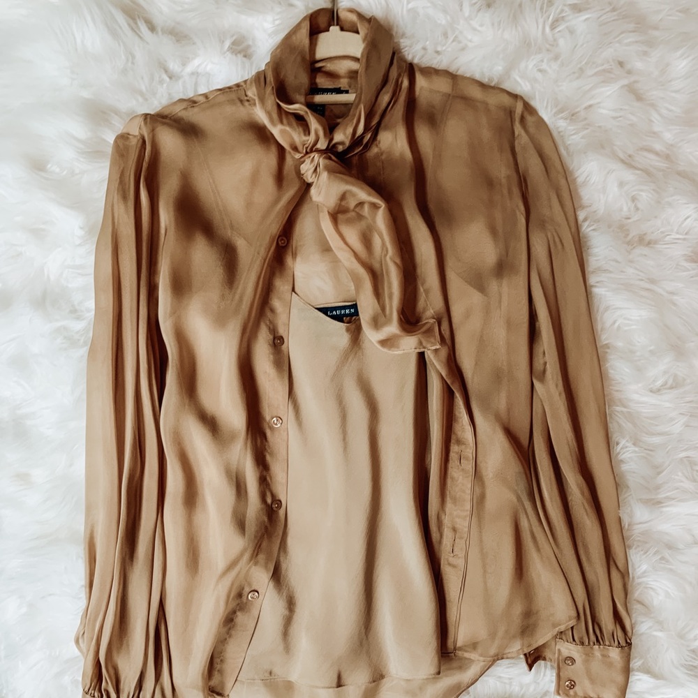 Ralph Lauren silk cami and blouse in deep champagne perfect for work/evening